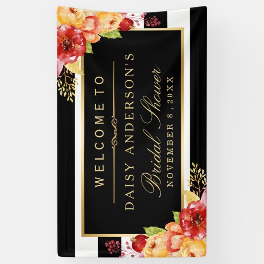 秋ブライダルシャワー秋の金ゴールドレッドフローラ 横断幕 (縦)
