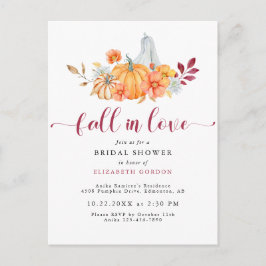 秋ブライダルシャワー秋カボチャ秋インラブ ポストカード