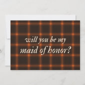 秋ブラウンオレンジフランネルエバーモアメイド・オブ・オーナー(花嫁付き添い人) カード (正面)