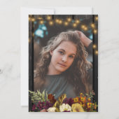 秋ブラウンバーンウッドフローラPHOTO卒業パーティー 招待状 (裏面)