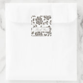 秋ブラウンフローラありがとうブライダルシャワーシール スクエアシール (バッグ)