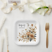 秋ブラウンフローラエレガントバースデーパーティー