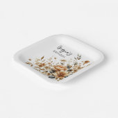 秋ブラウンフローラエレガントバースデーパーティー ペーパープレート (傾斜あり)