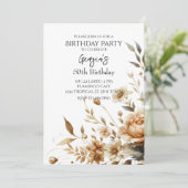 秋ブラウンフローラエレガントバースデーパーティー 招待状 (スタンド正面)