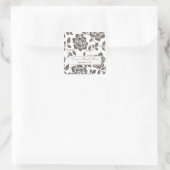 秋ブラウンフローラブライダルシャワースクエアステッカー スクエアシール (バッグ)