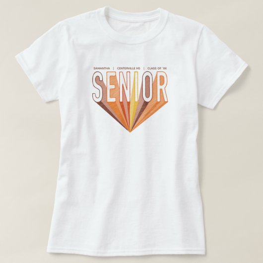 秋ブラウン鉛筆スケッチシニア放射光文字 Tシャツ (デザイン正面)