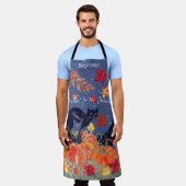 秋ブラックキャット葉パンプキンハカスタムロウィーン エプロン (着用した状態)