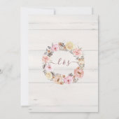 秋ブラック赤面ピンクウォーターカラーフローラバラ金ゴールド 招待状 (裏面)