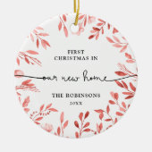 秋ブランチパーソナライズされたクリスマスインニューホーム セラミックオーナメント (正面)