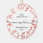 秋ブランチパーソナライズされたクリスマスインニューホーム セラミックオーナメント (左)