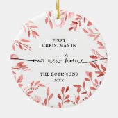 秋ブランチパーソナライズされたクリスマスインニューホーム セラミックオーナメント (裏面)