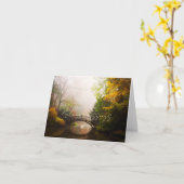 秋ブリッジ及び付きカスタム白鳥文字 カード (黄色い花)