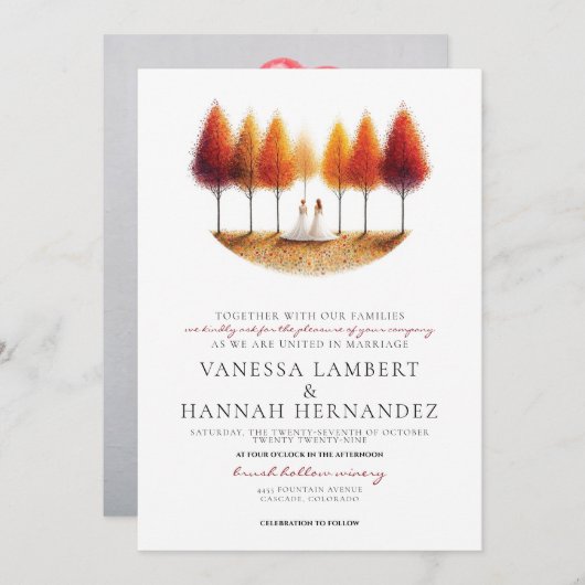 秋ブリデ結婚ス 招待状 (正面/裏面)