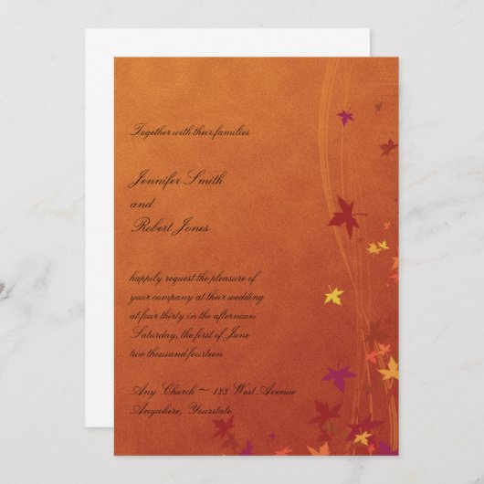 秋ブリーズ結婚式招待状 招待状 (正面/裏面)