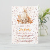 秋ブルガンディオレンジフローラドレスブライダルシャワー 招待状 (スタンド正面)