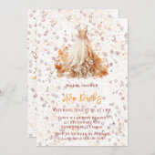 秋ブルガンディオレンジフローラドレスブライダルシャワー 招待状 (正面/裏面)