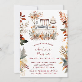 秋ブルガンディオレンジフローラ婚約パーティ 招待状