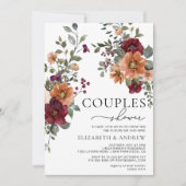 秋ブルガンディテラコッタフローラカップルシャワー 招待状 (正面)