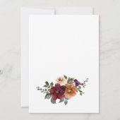 秋ブルガンディテラコッタフローラカップルシャワー 招待状 (裏面)