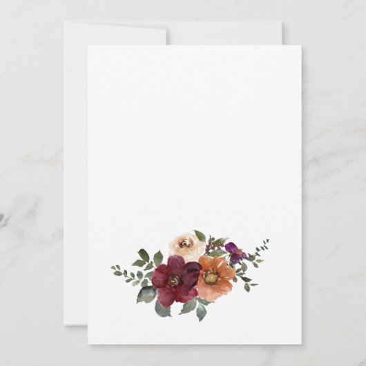 秋ブルガンディテラコッタフローラカップルシャワー 招待状 (裏面)