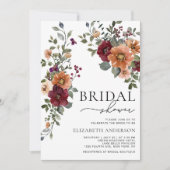 秋ブルガンディテラコッタフローラブライダルシャワー 招待状 (正面)