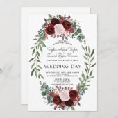 秋ブルガンディマルサラフローラ結婚リース 招待状 (正面/裏面)