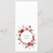 秋ブルガンディマルーンピンク素朴フローラ結婚ズ メニュー (裏面)