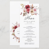 秋ブルガンディマルーンピンク素朴フローラ結婚ズ メニュー (正面/裏面)