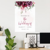 秋ブルガンディメルロフローラウェルカムサイン ポスター (ホームオフィス)