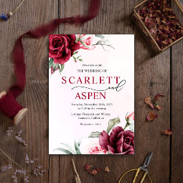 秋ブルガンディメルロフローラ結婚式招待状 招待状