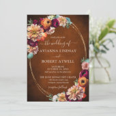 秋ブルガンディレッドオレンジ赤面フローラ 招待状 (スタンド正面)