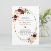 秋ブルガンディレッドマルサラフローラ結婚金ゴールド 招待状 (スタンド正面)