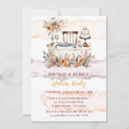 秋ブルガンディーオレンジフローラテーブルブランチ&バブリー 招待状