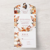 秋ブルゴーニュとオレンジ結婚フローラ オールインワン招待状 (内側)
