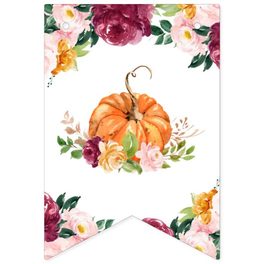 秋ブルゴーニュのカボチャの誕生日パーティーのバンティングフラグ バンティングフラッグ (第1の旗)