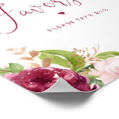 秋ブルゴーニュのフローラベイビーシャワーの好意 ポスター (角)