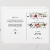 秋ブルゴーニュアイボリーフローラフレーム結婚式 プログラム (正面/裏面)