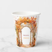 秋ブルゴーニュオレンジアルコールインク結婚フローラ 紙コップ (裏面)