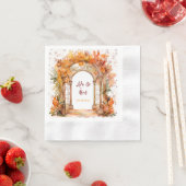 秋ブルゴーニュオレンジアルコールインク結婚フローラ 縁ありカクテルナプキン (インサイチュ)