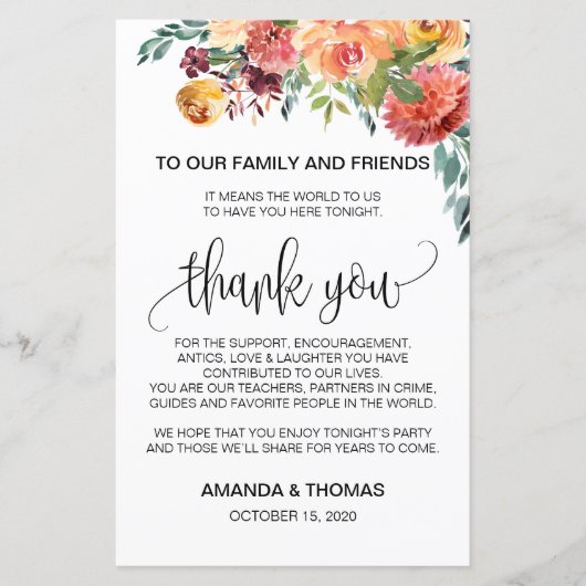 秋ブルゴーニュオレンジフローラサンキューカード (正面)