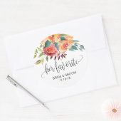 秋ブルゴーニュオレンジフローラ結婚式の引き出物ラベル ラウンドシール (封筒)