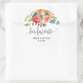 秋ブルゴーニュオレンジフローラ結婚式の引き出物ラベル ラウンドシール (バッグ)