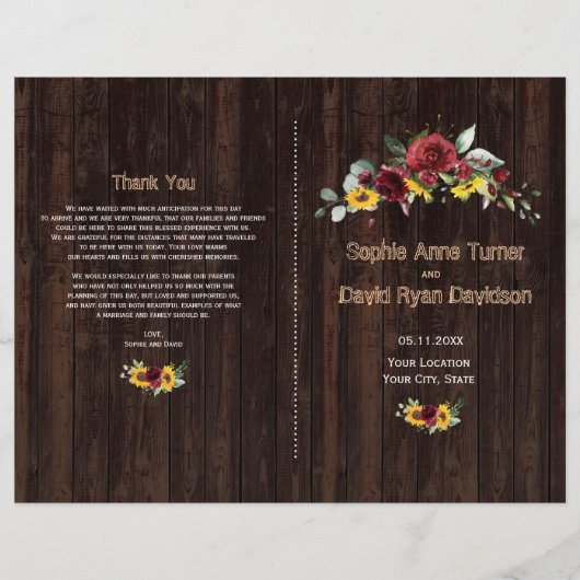 秋ブルゴーニュバラひまわりオールドウッドプログラム チラシ (正面)