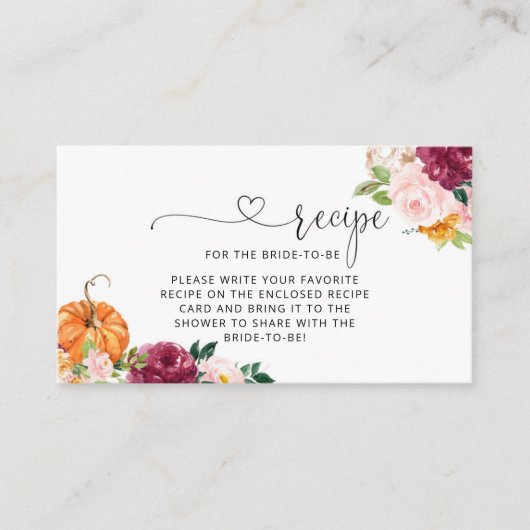 秋ブルゴーニュパンプキンブライダルレシピ エンクロージャーカード (正面)