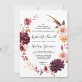 秋ブルゴーニュフラワーズ結婚リース 招待状 (正面)