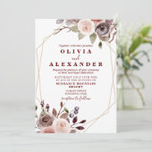 秋ブルゴーニュフローラのジオメト結婚リックフレーム 招待状