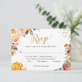 秋ブルゴーニュフローラカボチャ結婚金ゴールド 出欠カード (スタンド正面)