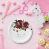 秋ブルゴーニュフローラブライダルシャワーパーティー ペーパープレート (パーティー)