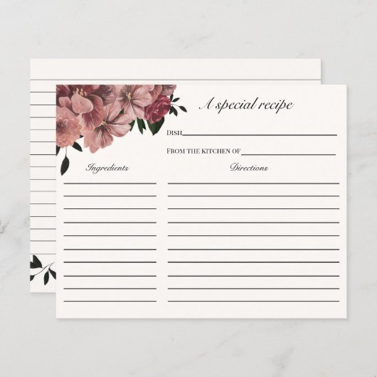 秋ブルゴーニュフローラブライダルシャワーレシピカード (正面/裏面)