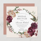 秋ブルゴーニュフローラリースブライダルブルンチシャワー 招待状 (正面/裏面)